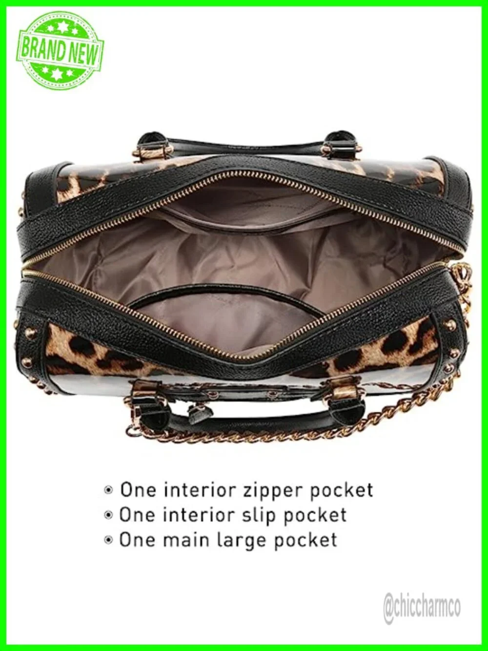 Shiny Patent Faux Leather Barrel Satchel Handbag Rivet Top Handle Shoulder Purse
